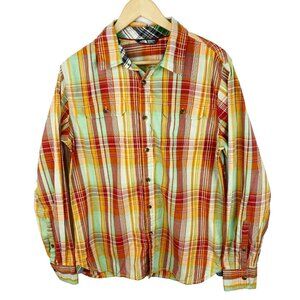 The North Face Shirt Men Medium Plaid Check Multi Color Button Front Long Sleeve